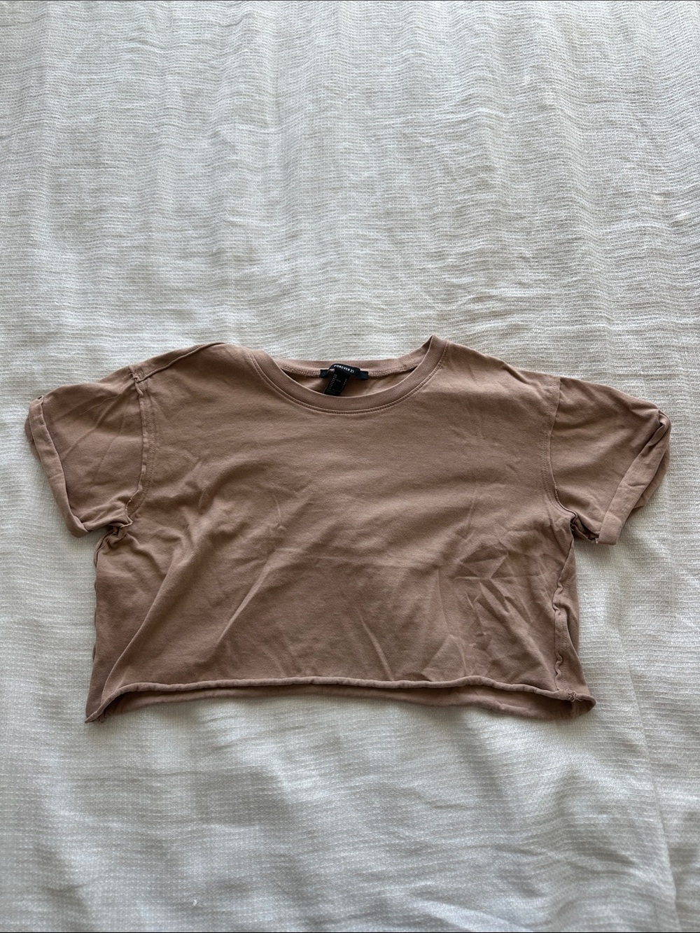 Forever 21 Cropped Tee in Taupe Brown